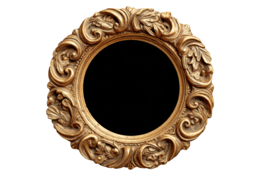 PNG Ornate vintage golden frame with detailed floral design - Powered by Adobe