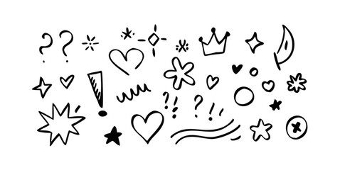 Hand drawn doodle elements vector illustration sketch design for decoration