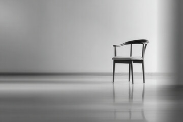 A minimalist depiction of a single elegant chair on a clean, ultrabright background. 