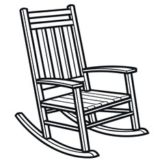Wooden rocking chair with slatted back and seat wooden chair