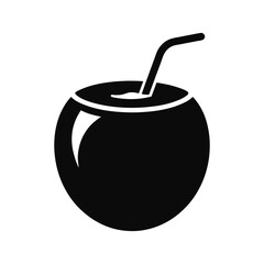 Tropical Coconut Drink Icon on White Background  

