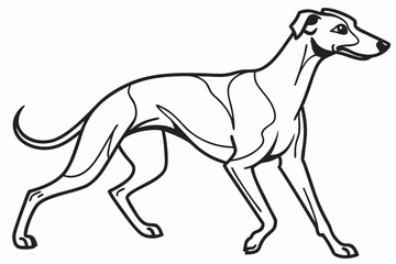 Elegant Greyhound Illustration A Striking Black and White Image of a Graceful Dog Breed Embodying Speed and Agility in a Minimalist Design