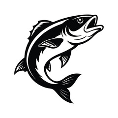 Walleye Fish Illustration in Motion on White Background  

