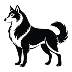 Majestic Canine Silhouette A Striking Vector Image of a Husky Stand Tall and Proud with Detailed Fur and Elegant Design