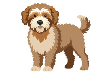 Charming Cartoon Dog Illustration A Delightful Depiction of a Brown Coated Canine with a Playful Expression and Curled Tail