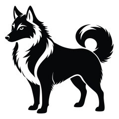 Striking Silhouette of a Majestic Dog A Bold Vector Illustration Capturing Strength and Elegance of a Canine Companion