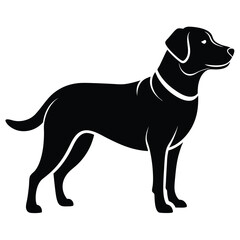 Sleek Black Labrador Retriever Silhouette Standing Tall A Striking Monochromatic Design Embodying Canine Elegance and Breed Recognition
