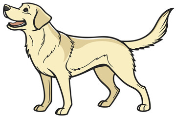Cartoon Golden Labrador Retriever Standing Sideways with Happy Expression a Charming Illustration of a Beloved Canine Breed
