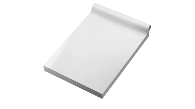 An open blank notebook for writing down your aspirations plans and dreams in a simple mockup on transparent background