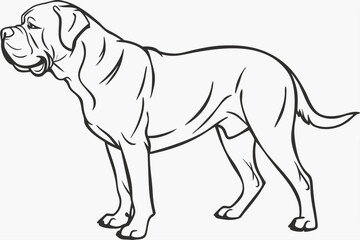 Majestic Mastiff Illustration Bold Black and White Canine Silhouette Striking Graphic Depiction Captivating Animal Artwork Expressive Line Art
