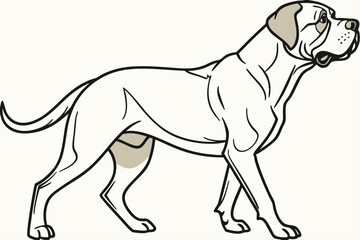 Illustration of a Majestic Bullmastiff Dog in Profile Stand Boldly Against a Light Background Depicting Graceful Strength and Breed Characteristics