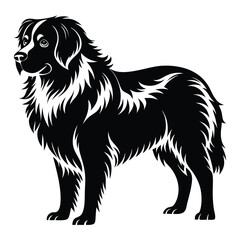 Majestic Newfoundland Dog Silhouette Standing Proudly A Timeless Emblem of Strength and Loyalty in Striking Black and White Simplicity