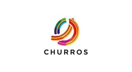 Vibrant Churros Logo Design Colorful Abstract Branding for Sweet Treats