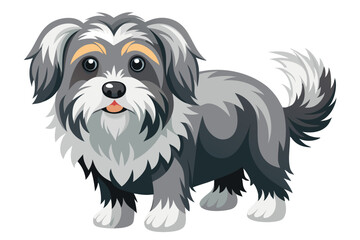 Adorable Cartoon Dog with Fluffy Gray Fur A Playful and Charming Illustration of a Beloved Canine Companion