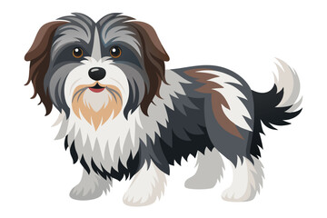 Charming Shih Tzu Mix with Fluffy Fur Standing Proudly a Lovable Canine Companion Adorable Dog Breed Illustration