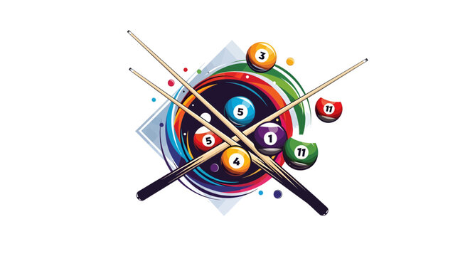 Dynamic Billiards Colorful Abstract Pool Cue and Ball Design