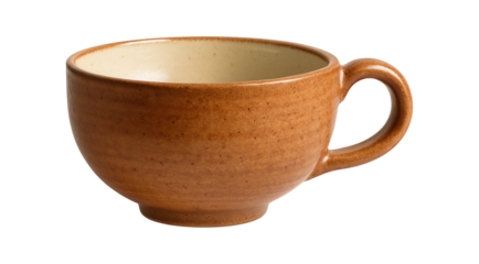 A wide, shallow ceramic bowl-like mug, great for enjoying soup on a chilly evening in a cottage living room.