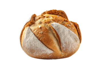 PNG Rustic artisan bread with flour dusting on black background