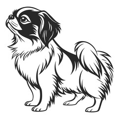 Elegant Pekingese Dog Illustration A Beautiful Black and White Rendition of a Beloved Breed Captivating Pet Portrait