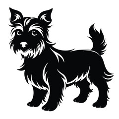 Silhouette of a Cute Terrier Dog Black and White Illustration A Charming and Simple Design of a Beloved Pet