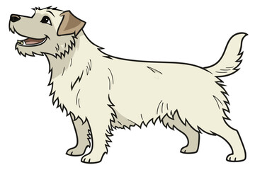 Cartoon Dog with Cream Fur Standing Sideways with a Smiling Expression Perfect for Children's Books or Pet Illustrations