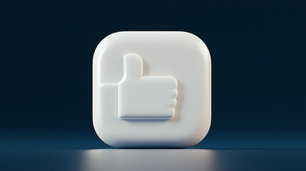 Fototapeta premium White like symbol with a smooth and rounded aesthetic conveys agreement, approval, or a positive sentiment. The symbol is isolated against dark background