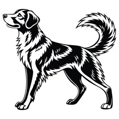 Majestic Dog Illustration A Striking Black and White Depiction of Canine Grace and Beauty A Timeless Artistic Expression