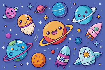 Cartoon Space Exploration – Cute Planets, Rockets and Astronauts for Kids