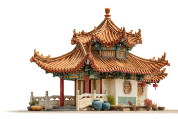 Fototapeta premium PNG Traditional chinese pavilion with intricate roof design and decorative elements
