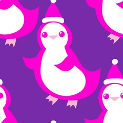 Christmas animals seamless penguin pattern for wrapping paper and fabrics