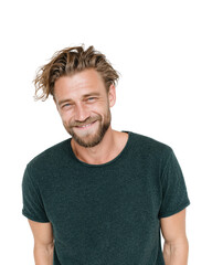 Smiling man portrait joy isolated on transparent background
