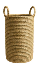 Tall seagrass basket with looped handles, great for storing blankets in a cozy living room.