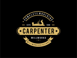 Vintage carpentry millwork logo design