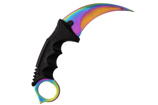 Rainbow karambit knife PNG
