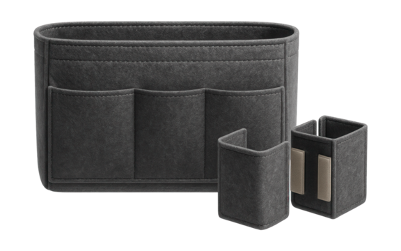 A felt purse organizer with detachable compartments, perfect for customizing storage inside a designer handbag.