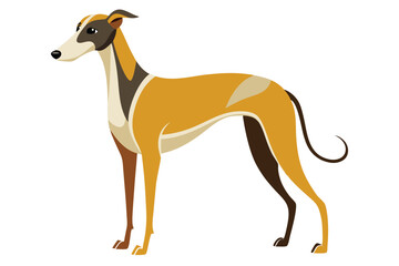 Elegant Greyhound Depiction Striking Colors and Simplified Details Captivating Breed Representation Graceful Canine Artwork