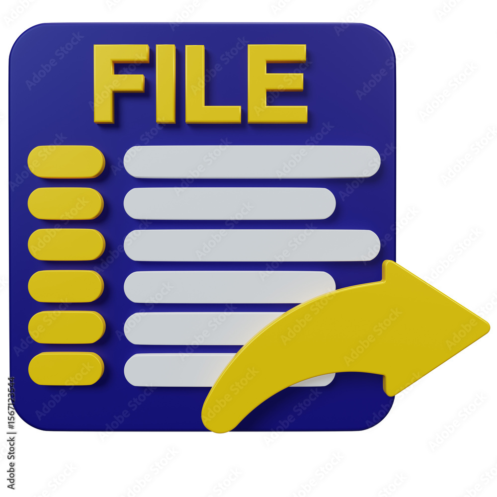 Fototapete a 3d rendered icon of a file with data and a sending arrow.