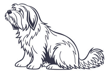 Cartoonish Tibetan Terrier Illustration Featuring a Cute Dog Sitting Elegantly with Fluffy Fur and a Playful Expression