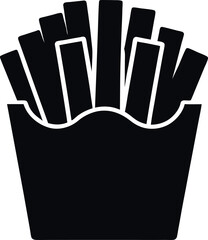 Black and White French Fries Silhouette in Takeout Box