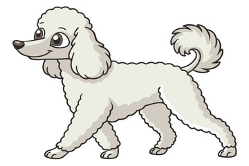 Cartoon Poodle Illustration Featuring Soft, Fluffy Fur and a Playful Pose on a White Background Perfect for Children