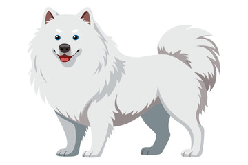Fototapeta premium Adorable White Samoyed Dog with Blue Eyes a Breed Known for Their Gentle Nature and Fluffy Double Coat Portrayed