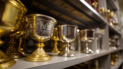 Find antique chalices: gold and silver religious goblets for sale and church altar ware