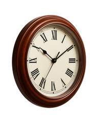 Round quartz clock with Roman numerals, perfect for a traditional dining room.