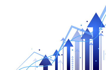 Stock market investment data and analysis finance graph. Business financial chart with moving up arrow graph.