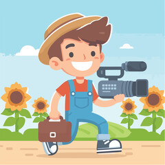 vector character of a smiling field style flat design