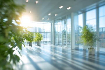 Bright, modern sustainable Office Interiors with Natural Light and Greenery 