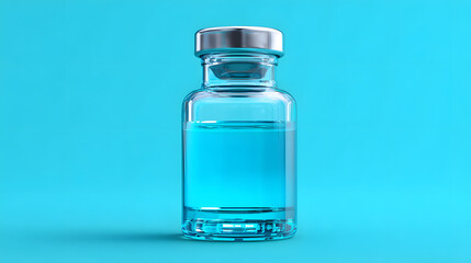 Obraz premium Vaccine Vial Transparent Glass Bottle with Blue Liquid for Medical and Health Industry Use