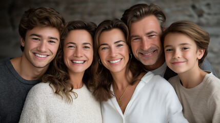 Fototapeta premium Portrait of a joyful multigenerational family in matching outfits