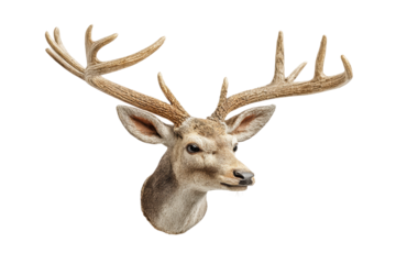 PNG Majestic stag with large antlers against black background
