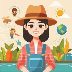 vector character of a smiling field style flat design